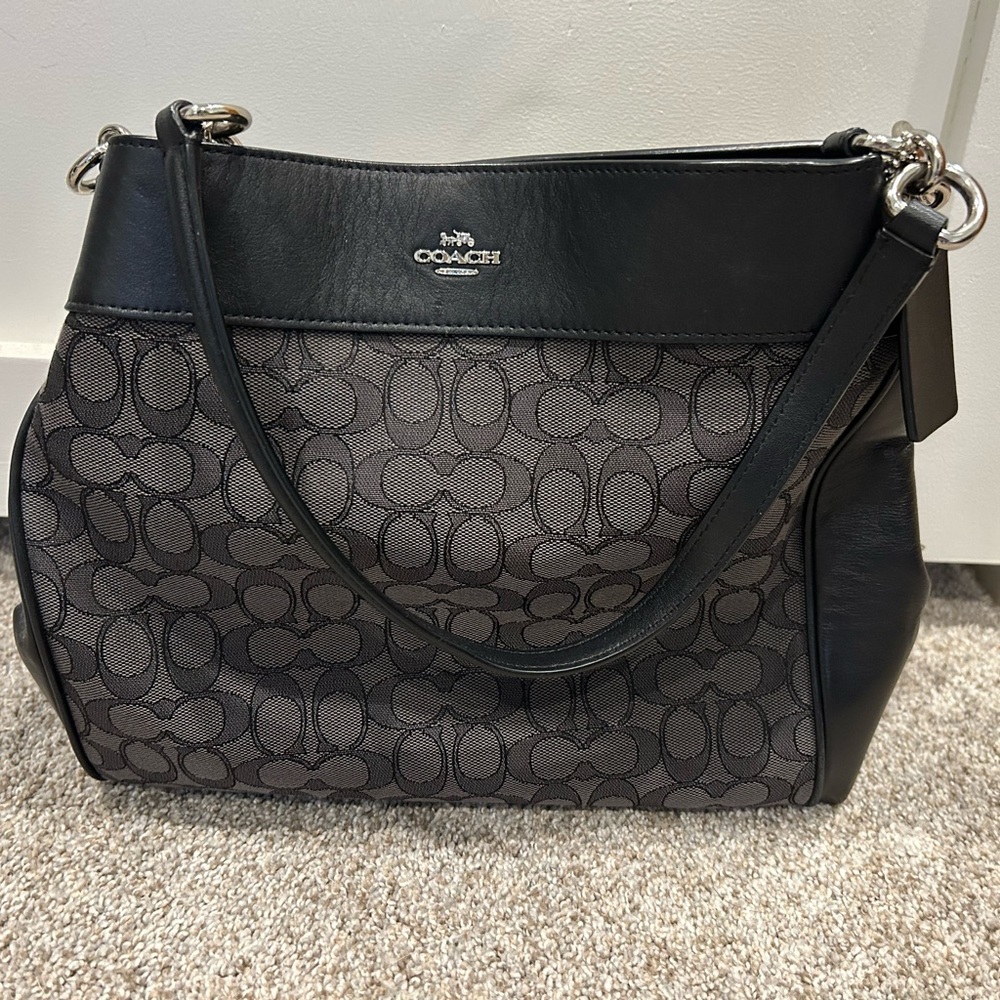 Coach Black and Gray Patterned Tote
